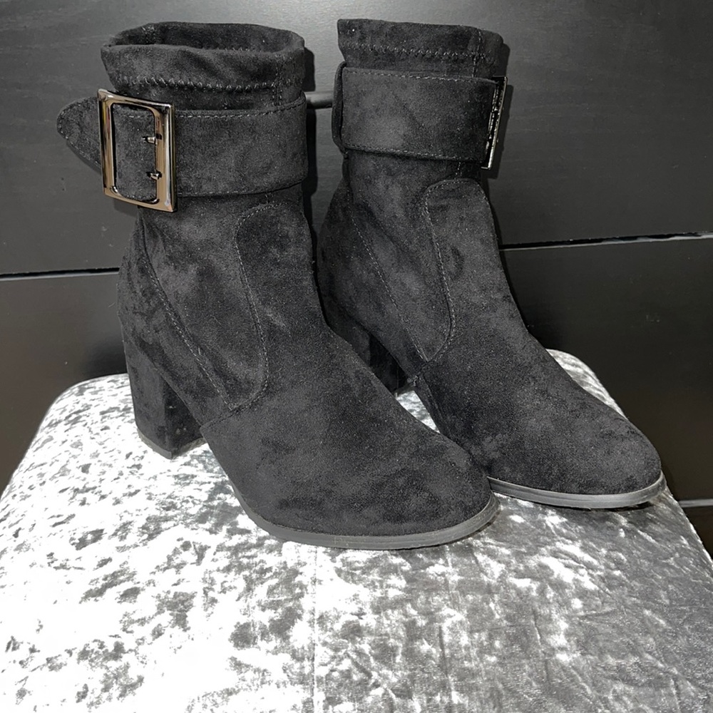 Faux Suede Black Booties
